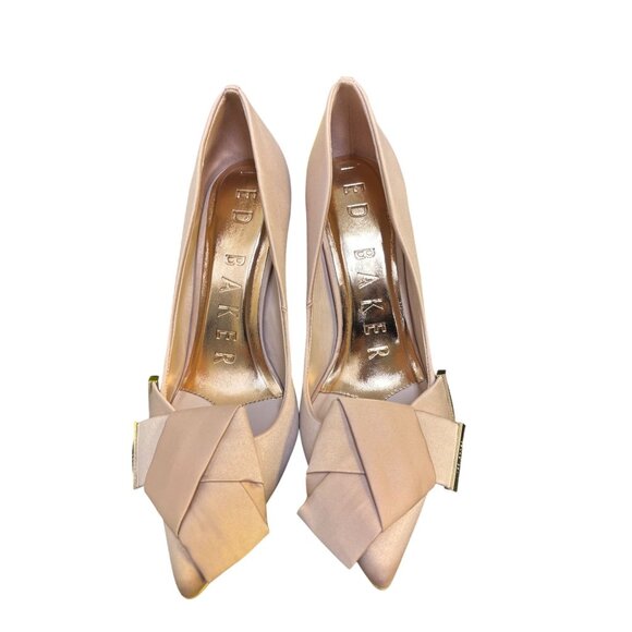 Ted Baker Satin Bow Pointed Toe Heels Pink 9 - Picture 3 of 12